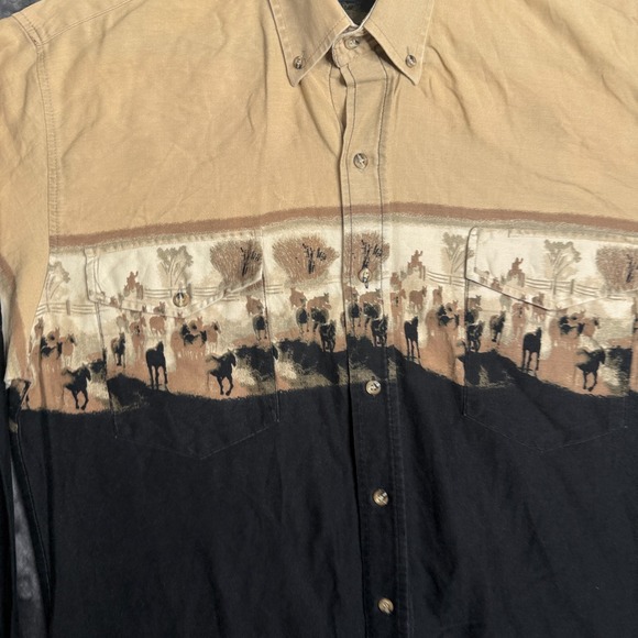 Vintaeg Roper Western Button Down Long Sleeve Collard Shirt Size Medium Long - Picture 2 of 7